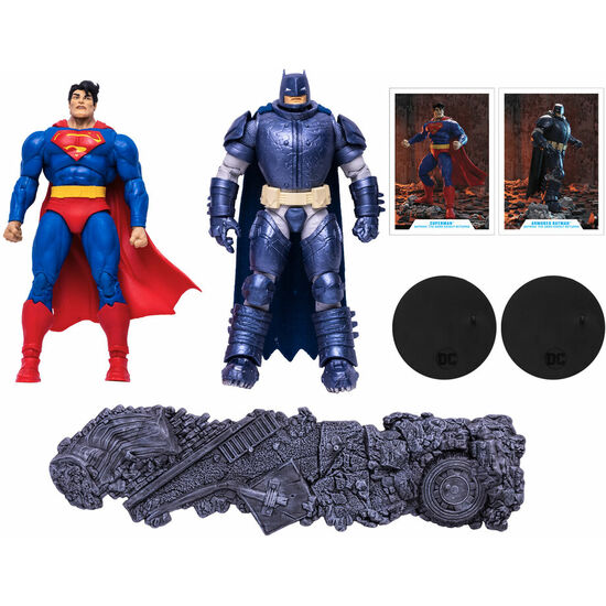 FIGURAS SUPERMAN + ARMORED BATMAN MULTIVERSE DC COMICS 18CM