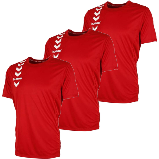 3x Camiseta De Manga Corta Hummel® Color Rojo 100%poliéster