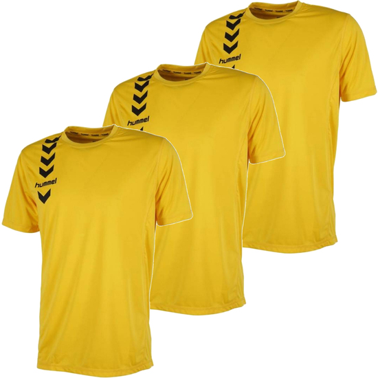 3x Camiseta De Manga Corta Hummel® Color Amarillo 100%poliéster