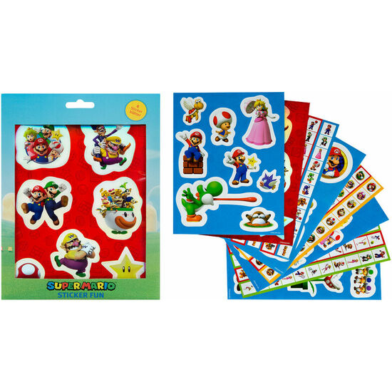 Pack 12 Hojas Pegatinas Super Mario Bros