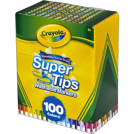 Crayola Pack 100 Rotuladores Súper Puntas Cónicas Lavables