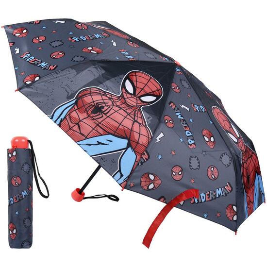 Paraguas Manual Plegable Escolar Spiderman Gray
