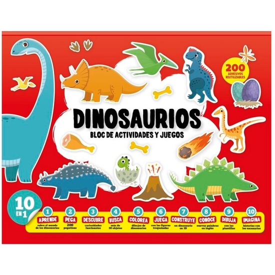 Bloc Actividades Y Aprendizaje 10 En 1 Dinosaurios