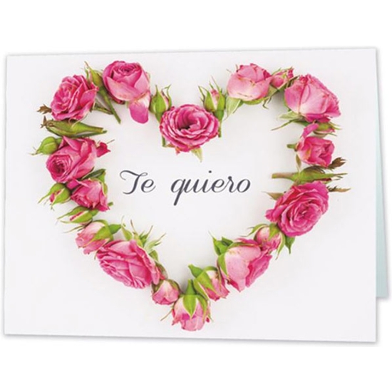 Tarjeta Te Quiero Corazón Rosas 9x6 Cm