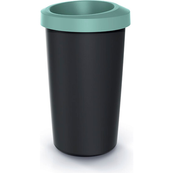 Cubo De Reciclaje 45l Keden En Plástico Con Práctica Tapa Abierta Color Verde.