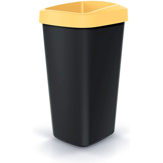 Cubo De Reciclaje 45l Keden En Plástico Con Práctica Tapa Abierta Color Amarillo.