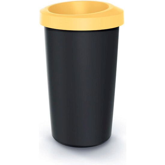 Cubo De Reciclaje 45l Keden En Plástico Con Práctica Tapa Abierta Color Amarillo.