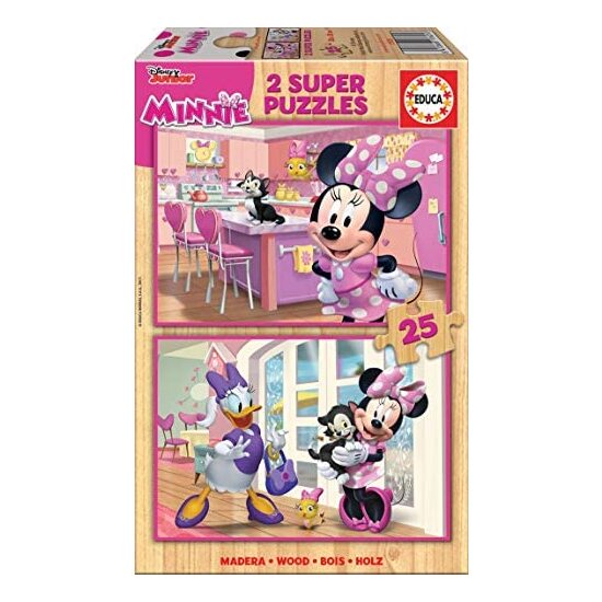 2 Puzzles De Madera De 25 Piezas Minnie Mouse Me Time