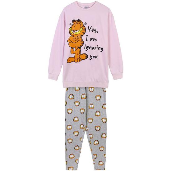 Pijama Largo Cotton Brushed Garfield Light Pink