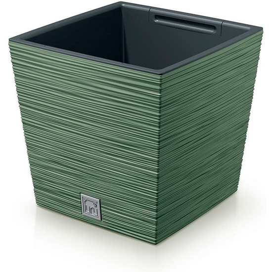 Macetero Color Verde Tierra, Con Depósito, Colección Furu, De 24 X 24 X 23,5 Cm, Capacidad De 7,5 L.