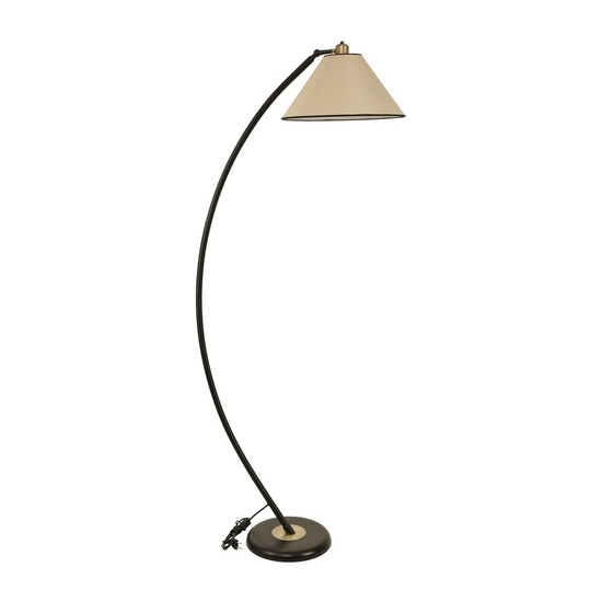 Lámpara De Pie Curvo Pantalla Blanca Con Metal , Negro, 30x30x170, Casquillo E 27 Max 60 W