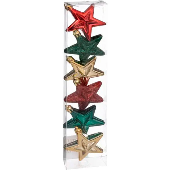 Set De 6 Estrellas De Navidad Plástico