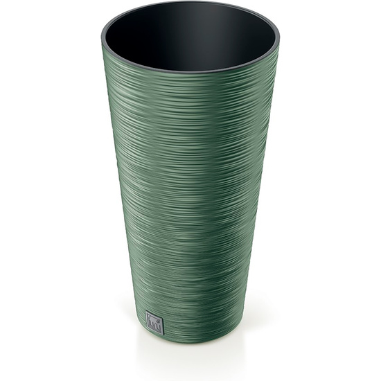 Macetero Color Verde Tierra, Con Depósito, Colección Furu, De 25 X 25 X 48 Cm, Capacidad De 7,5 L.