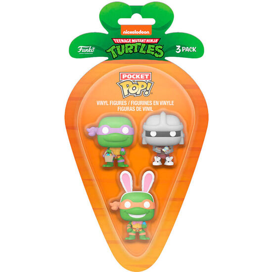 Blister 3 Figuras Carrot Pocket Pop Tortugas Ninja Donatello Shredder Michelangelo