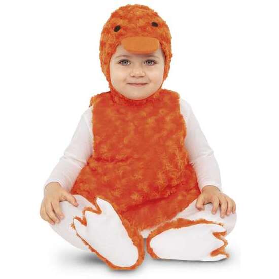 Disfraz Bebé Patito Peluche Naranja (vestido, Gorro, Cola Y Patucos) Talla 12-24 Meses