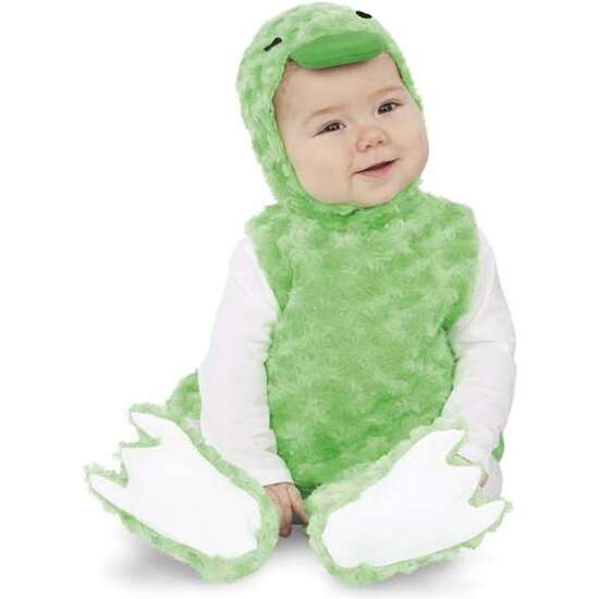 Disfraz Bebé Patito Peluche Verde (vestido, Gorro, Cola Y Patucos) Talla 12-24 Meses