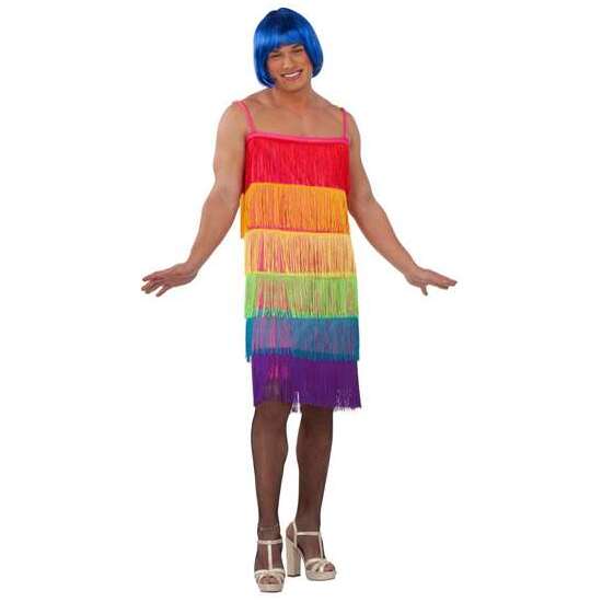 Disfraz Adulto Vestido Flecos Rainbow Talla 54