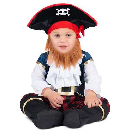 Disfraz Capitán Pirata 24-36 M (mono Con Cinturón Y Botas Integrados, Sombrero Y Barba)