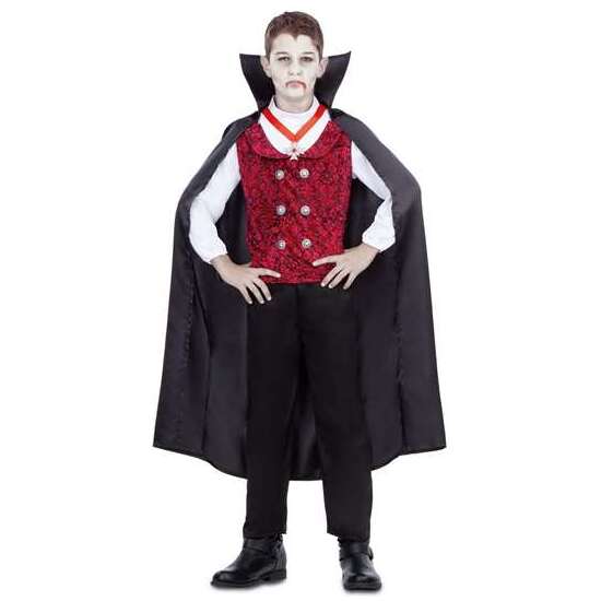 Disfraz Vampiro Capa, Chaleco Con Camisa, Collar Y Pantalones Talla 5-6 Y