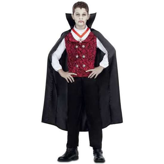 Disfraz Vampiro Capa, Chaleco Con Camisa, Collar Y Pantalones Talla 10-12 Y
