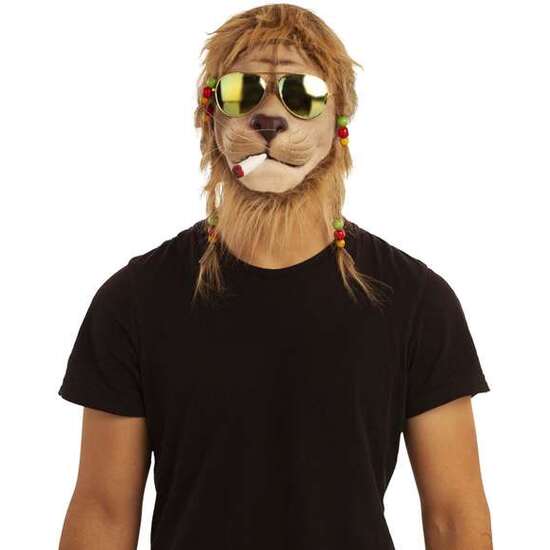 Smoking Lion With Glasses 1/2 Mask One Size