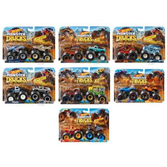 Coche Hot Wheels Monster Trucks. Pack De Dos Coches De Demolición.escala 1:64 - Modelos Surtidos