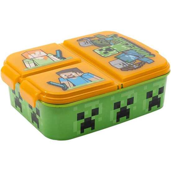 Sandwichera Minecraft Con Multiples Compartimentos 18x15.50x7.50 Cm