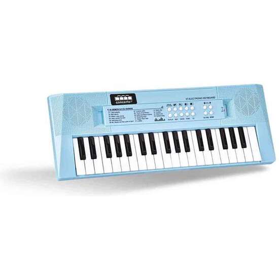 Organo 37 Teclas Con Micro Toma Usb Y Cable Audio Color Azul