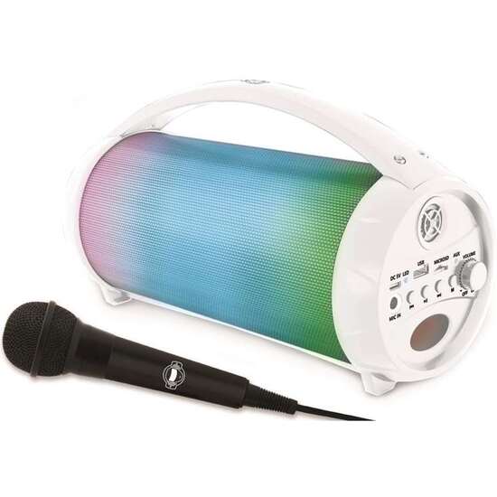 Altavoz Inalámbrico Con Efectos Luminosos Y Doble Disco. Microfono Con Cable Extraíble. 30x16x17cm