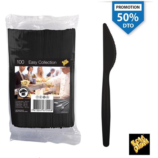 Set De 100 Cuchillo Easy Plástico Negro