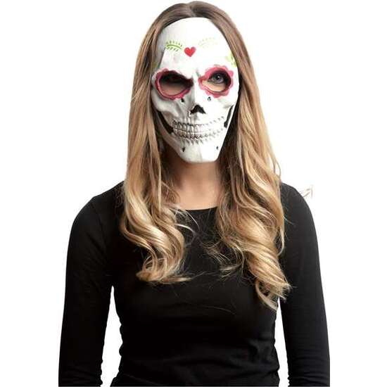 1/2 DAY OF THE DEAD LATEX MASK  ONE SIZE