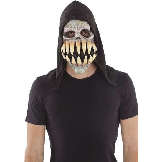 Skull Latex Mask With Hood One Size