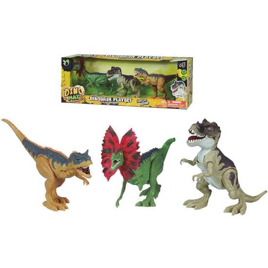 Figuras Dinosaurios Con Luces Y Sonidos 3 Unidades 44x17x14cm