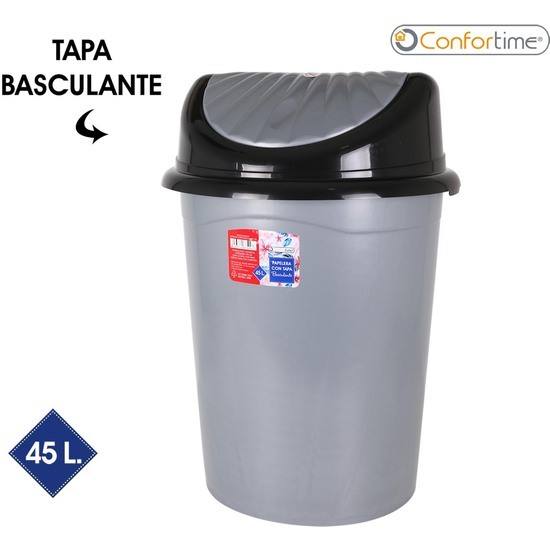 PAPELERA C/TAPA BASCULANTE 45L CONFORTIME
