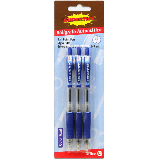 Bolígrafos Ball Pen 0,7mm Azul - 3uds