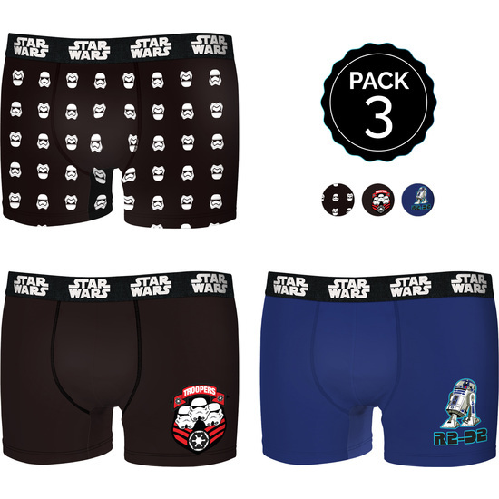 Set De 3 Boxers Infantil Star Wars - Diseños Variados